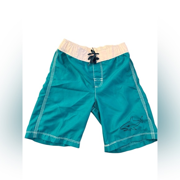 Old Navy Toddler Boy’s Swim Trunks in White and Teal| 4T - Picture 1 of 3